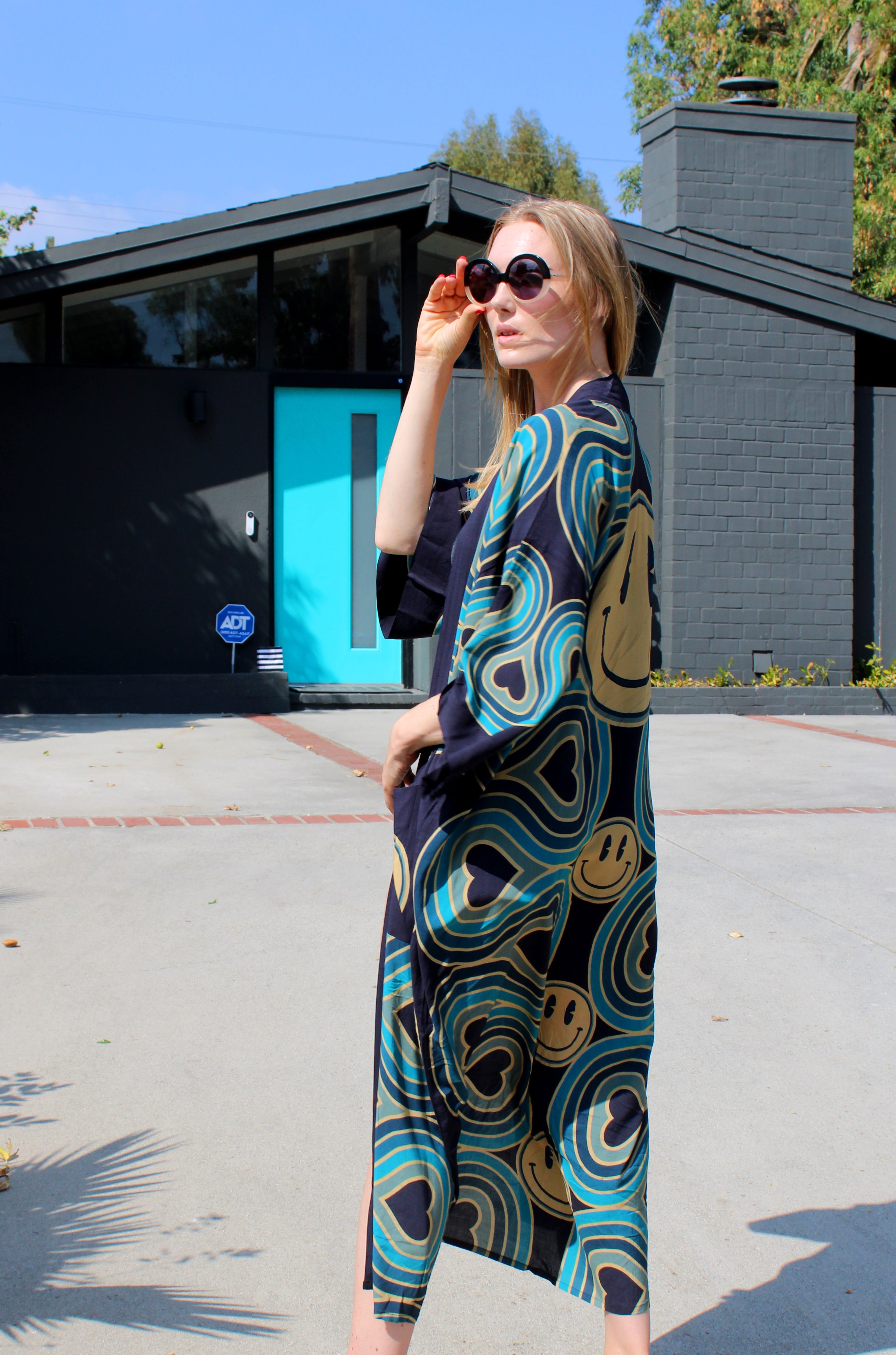 Wonderlust Smiley Duster Robe Blue