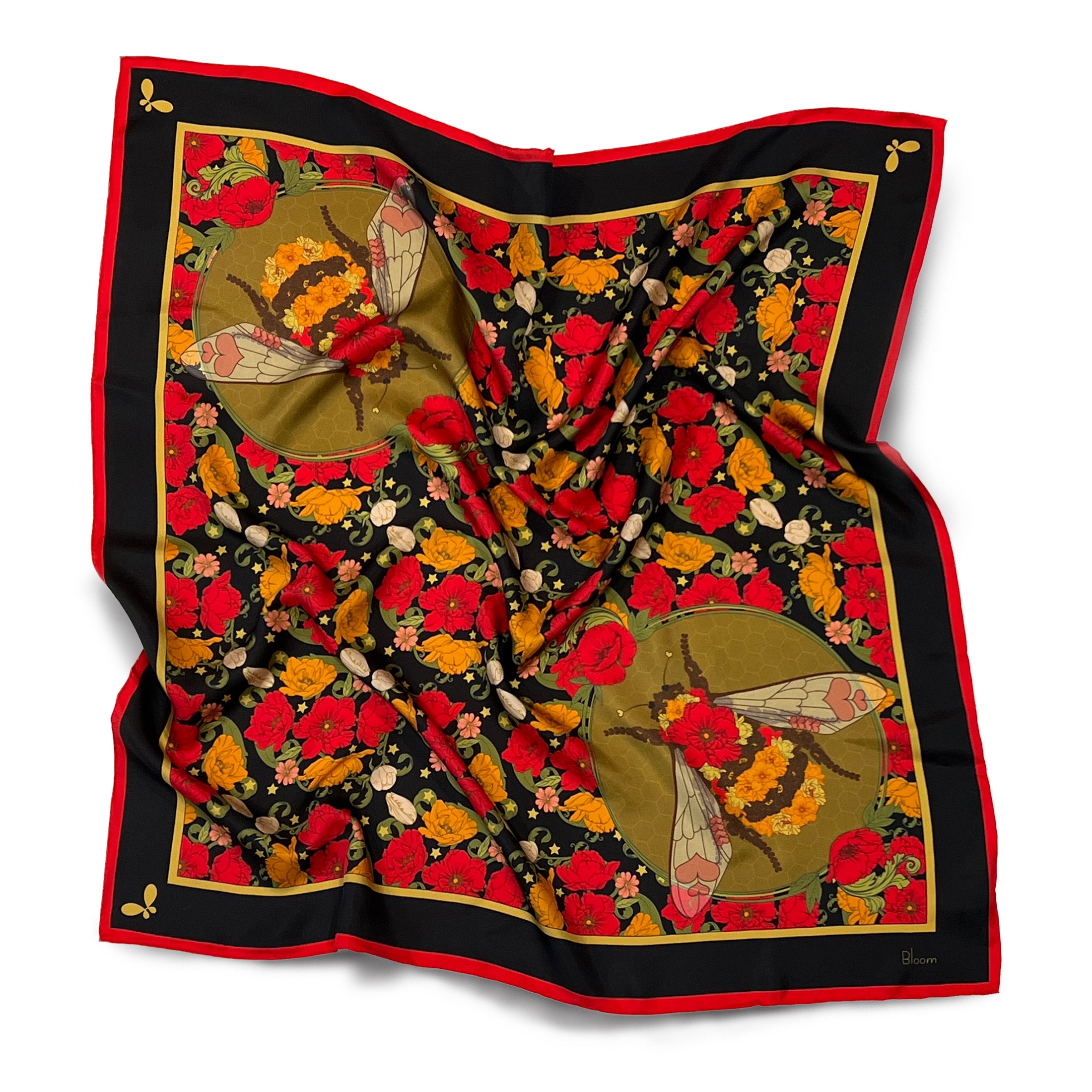 Night Bloom Queen Bee Large Silk Scarf