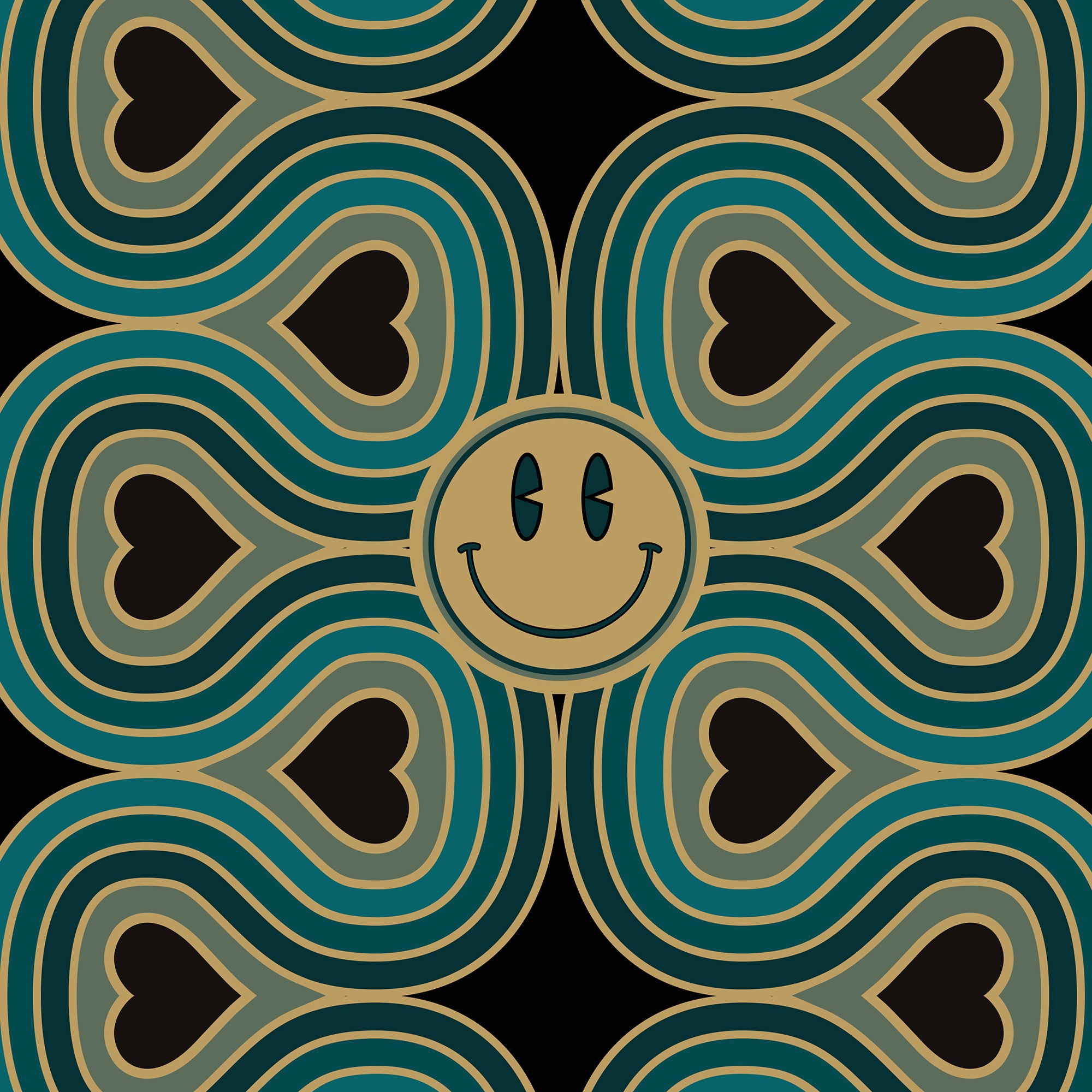 Wonderlust Blue Smiley Silk Sleep Mask
