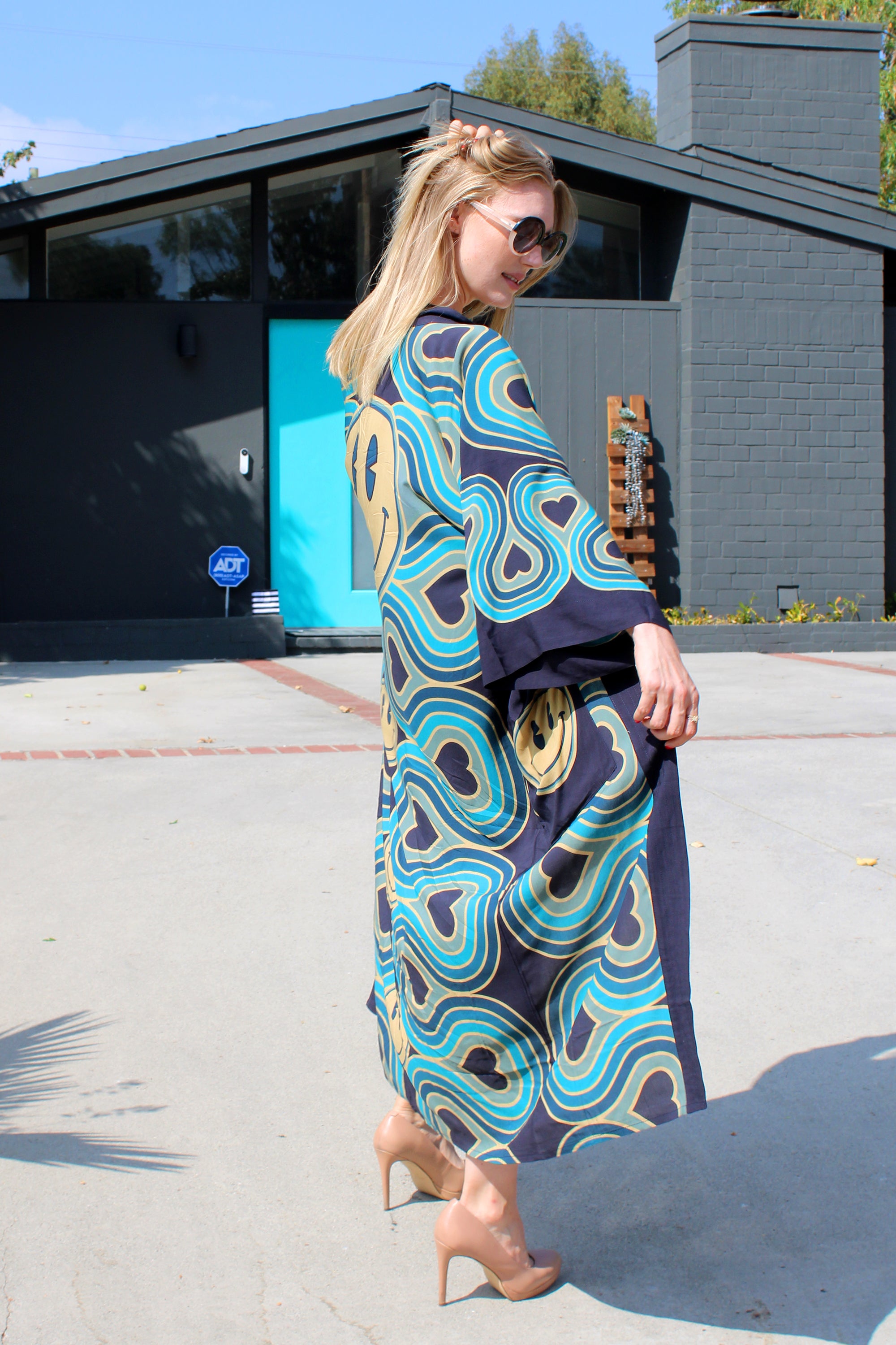 Wonderlust Smiley Duster Robe Blue