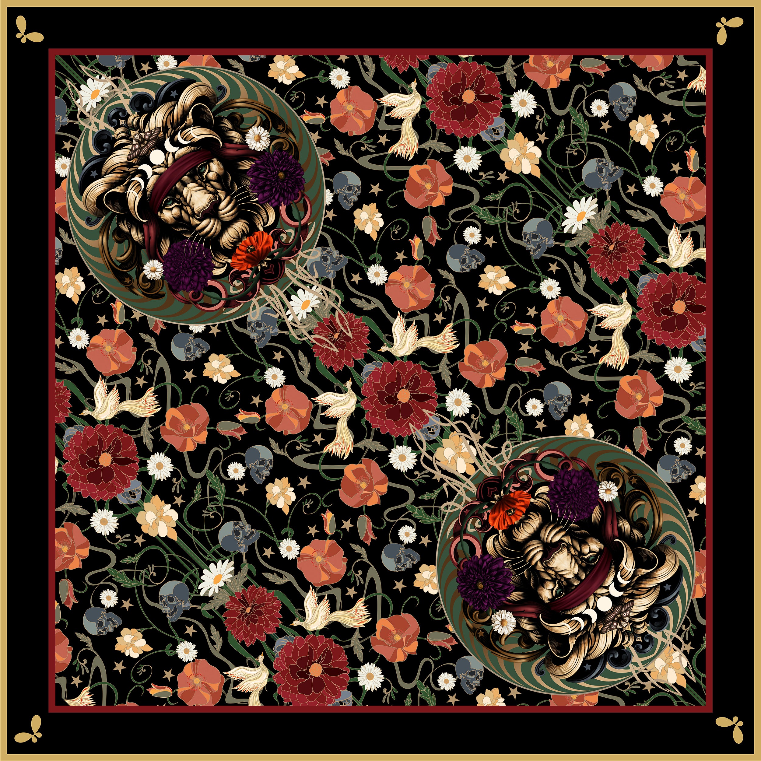 Dahlia Silk large Silk Scarf