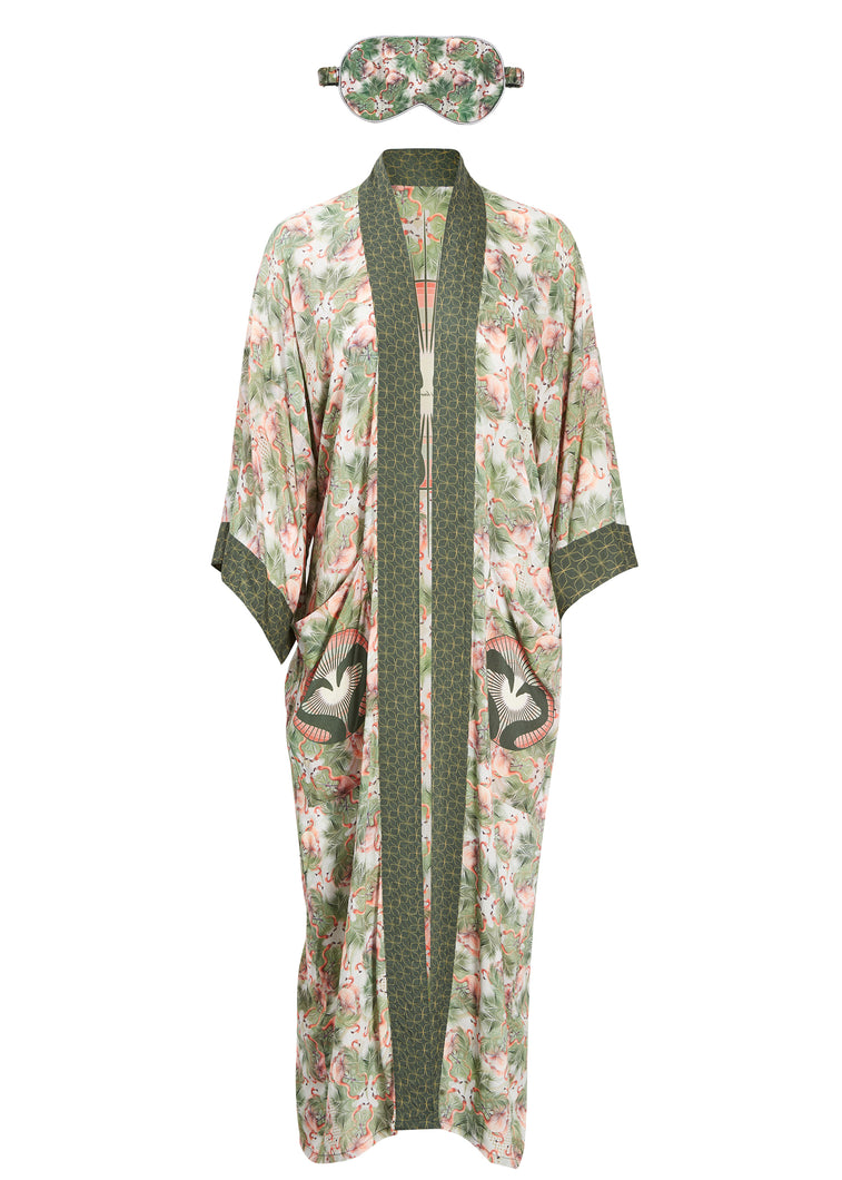 Palm Springs Kimono Robe & Sleep Mask Set
